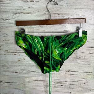Speedo Green Leaf Print Swim Trunks